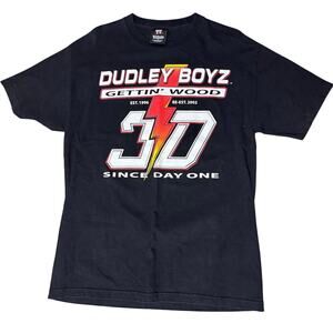 VTG WWE Dudley Boyz Shirt Sz L Black Short Sleeve Y2K Gettin Wood Blood Thicker